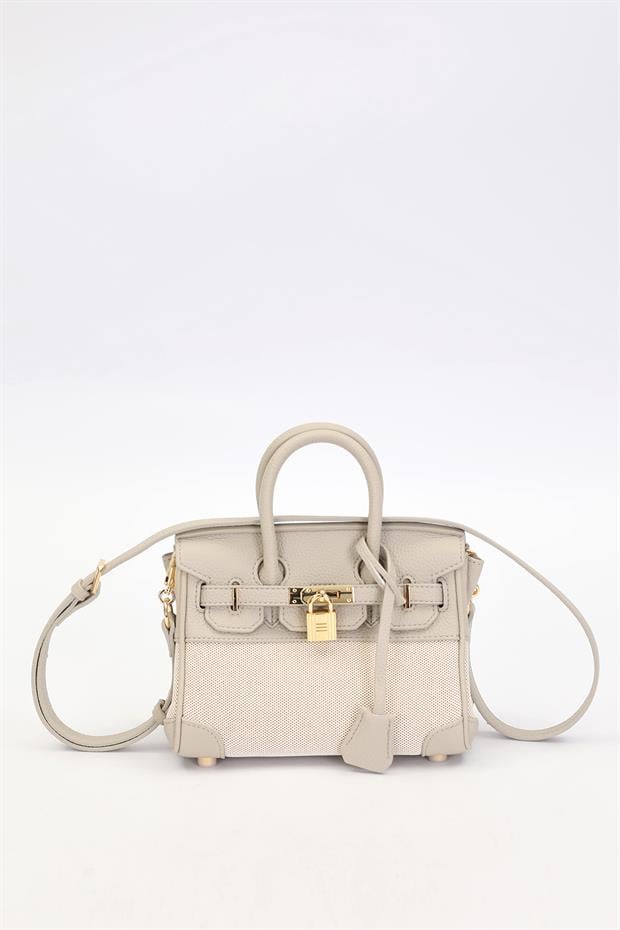 Gri Kilit Detay El Çantası