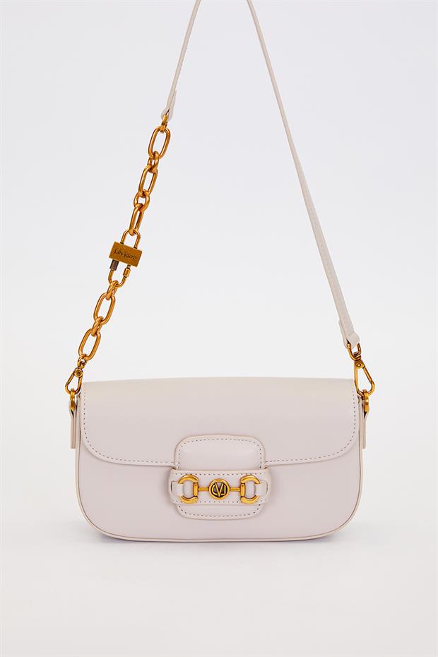 Gri Kilit Zincirli Omuz Çantası