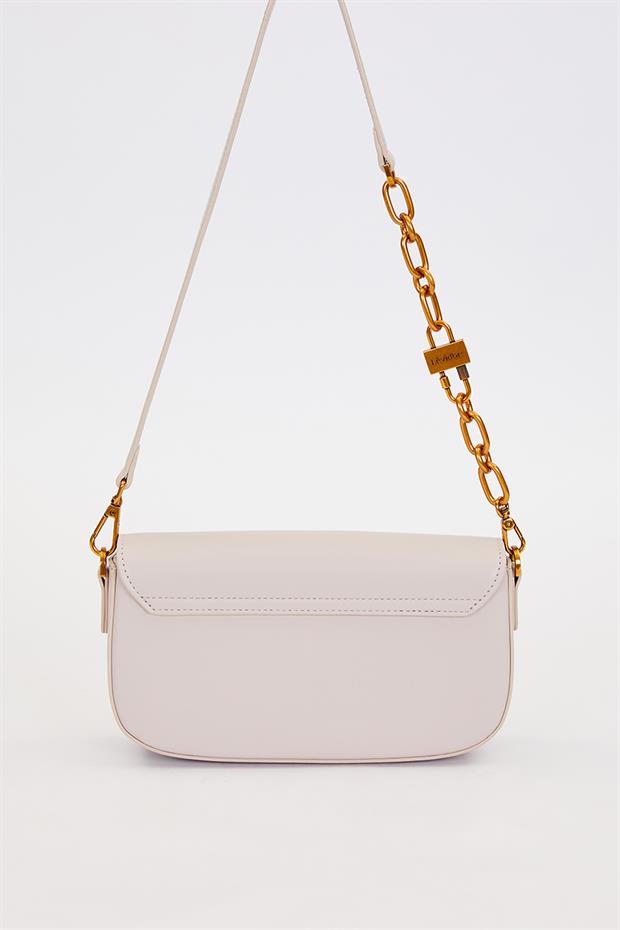 Gri Kilit Zincirli Omuz Çantası