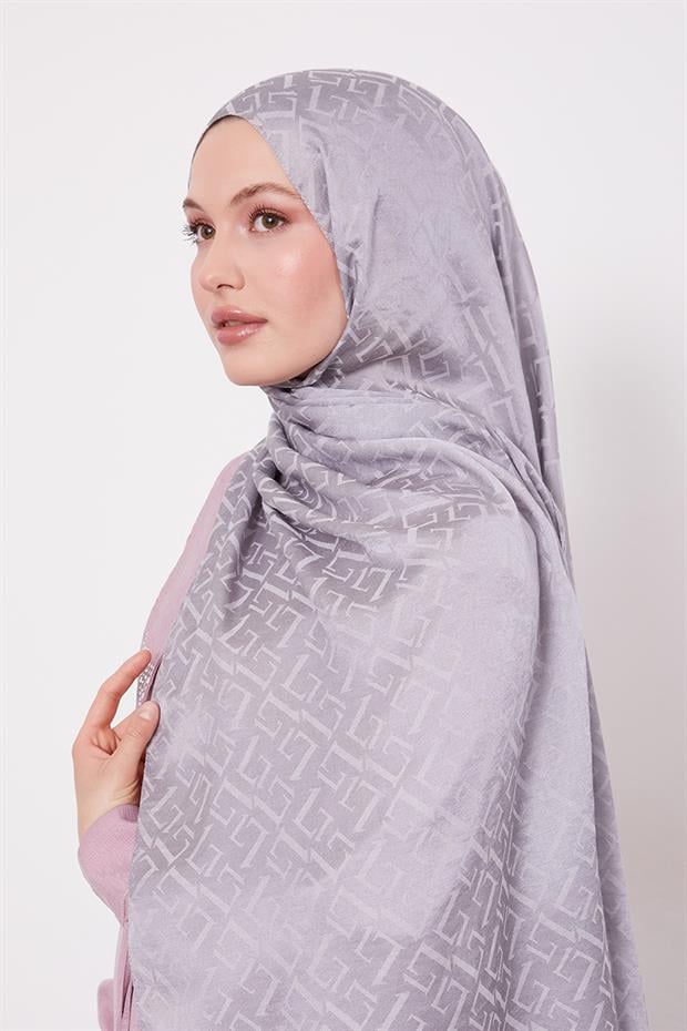 Gri L Desen İtalyan Jakar Şal