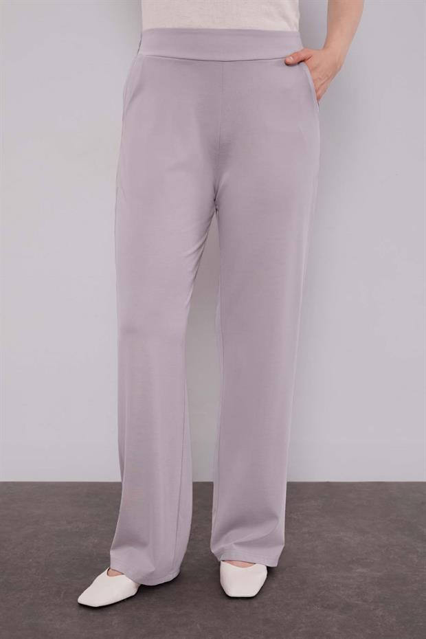 Gri - Lacivert Çift Çiçek Motifli İkili Takım