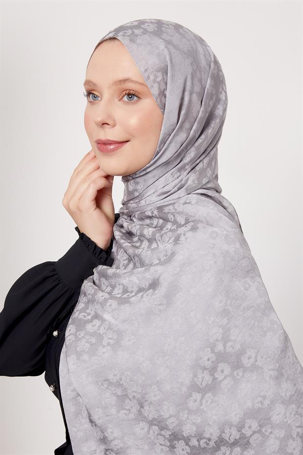 Gri Leopar Desen İtalyan Jakar Şal