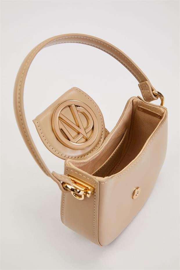 Gri Logo Detay Zincirli El Çantası