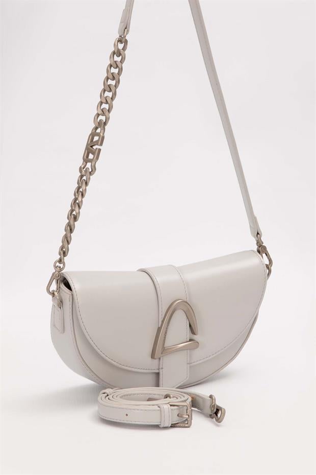 Gri Logo Zincir Detaylı Omuz Çantası