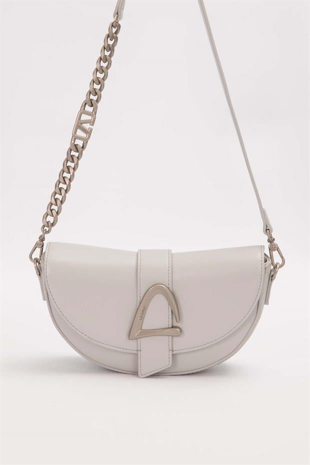 Gri Logo Zincir Detaylı Omuz Çantası