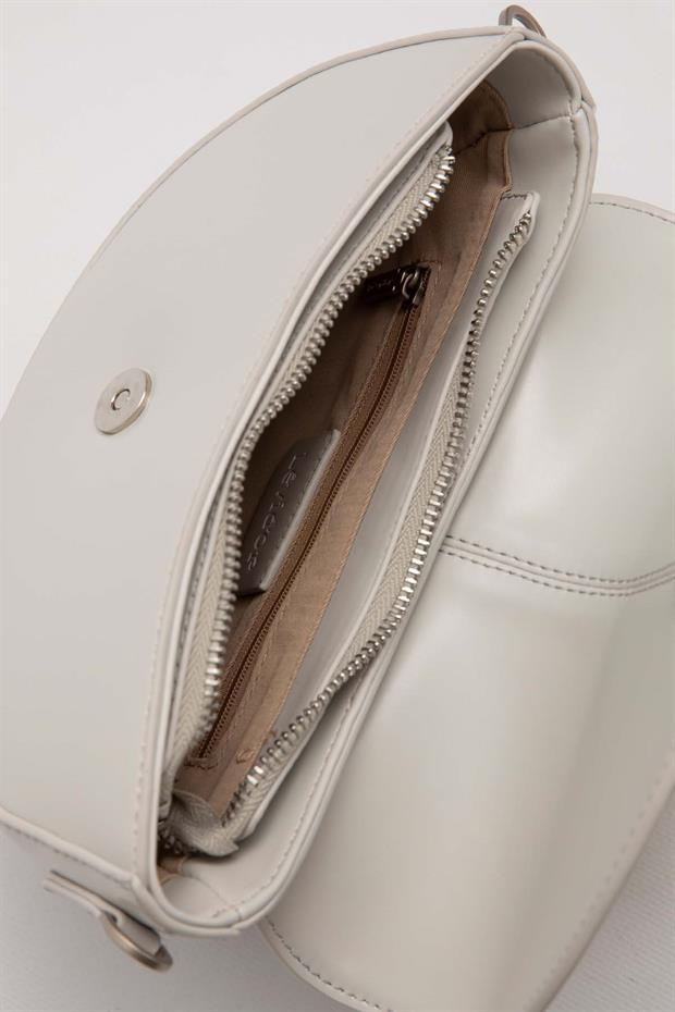 Gri Logo Zincir Detaylı Omuz Çantası