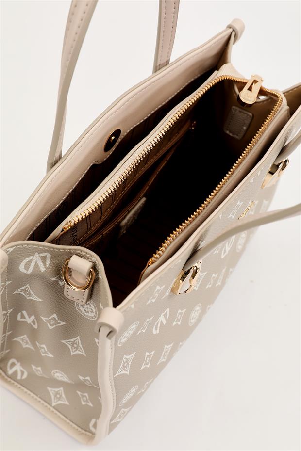 Gri LVD Baskılı El Çantası