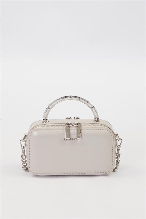 Gri Metal Askı Detay Omuz Çantası