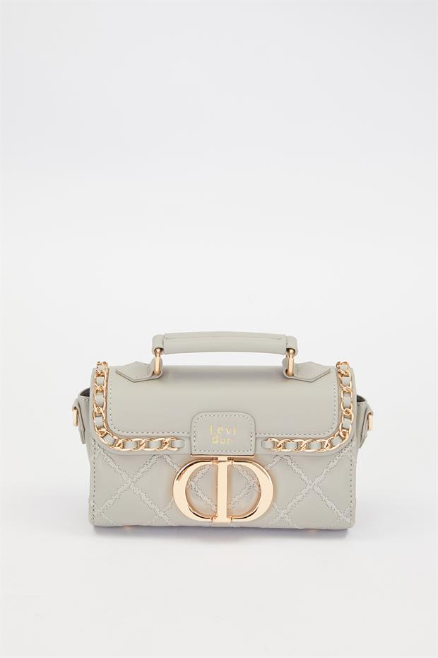 Gri Metal Halka Detay Omuz Çantası