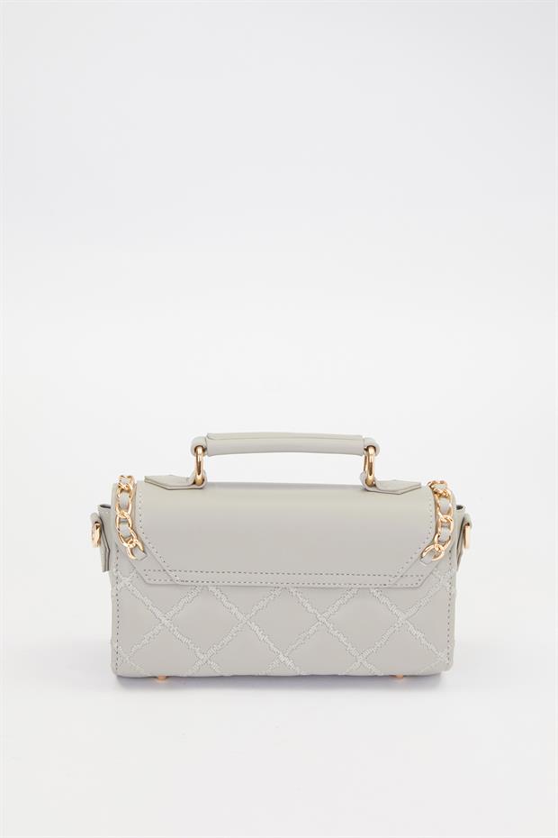 Gri Metal Halka Detay Omuz Çantası