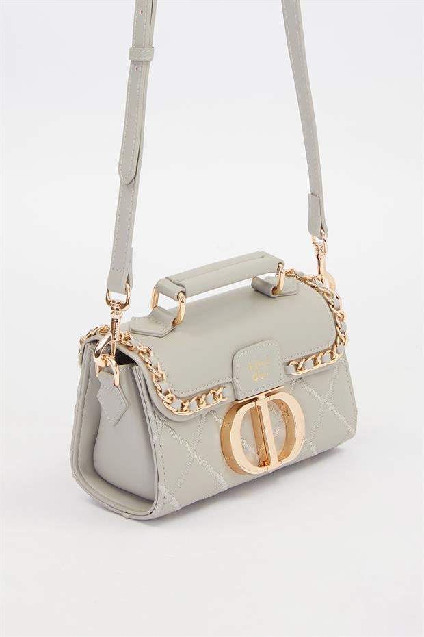 Gri Metal Halka Detay Omuz Çantası