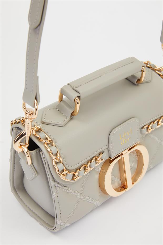 Gri Metal Halka Detay Omuz Çantası