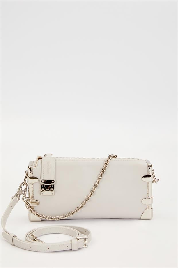 Gri Metal Köşeli Omuz Çantası