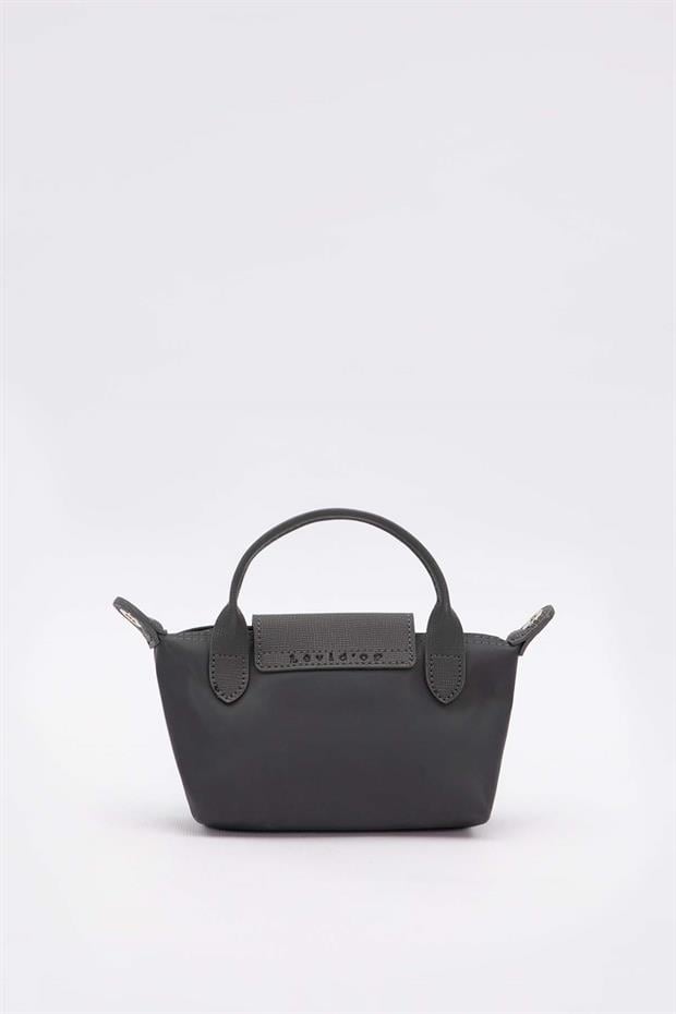 Gri Mini Boy Deri Kapak Detaylı El Çantası