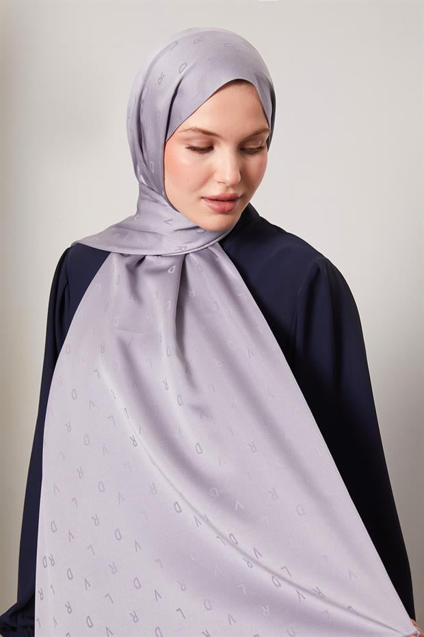Gri Mini LVD Baskılı Jakarlı Şal