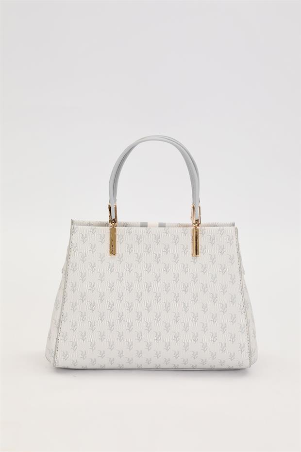 Gri Monogram Desenli El Çantası