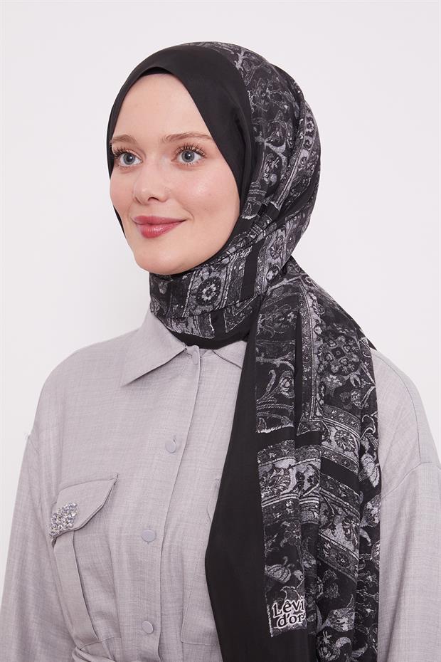 Gri Motif Desen Royal Şal