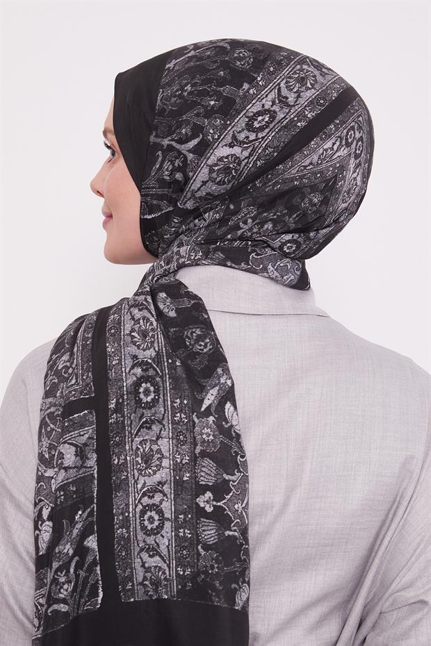 Gri Motif Desen Royal Şal