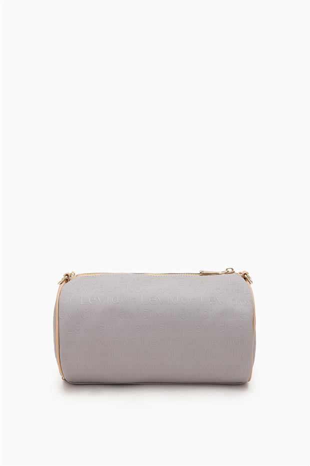 Gri Baskılı Silindir Model El Çantası