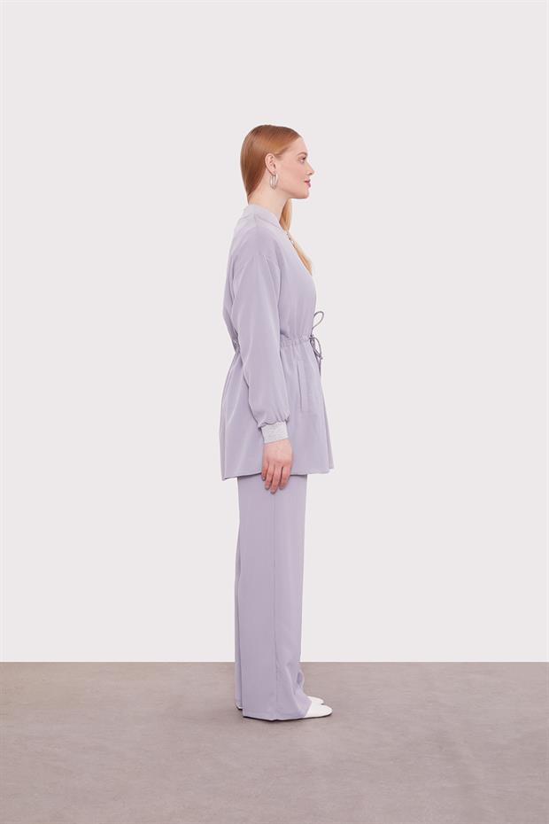 Gri Sim Manşet Detaylı İkili Takım