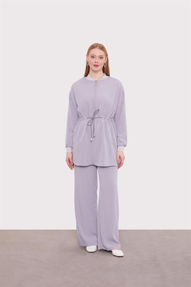 Gri Sim Manşet Detaylı İkili Takım