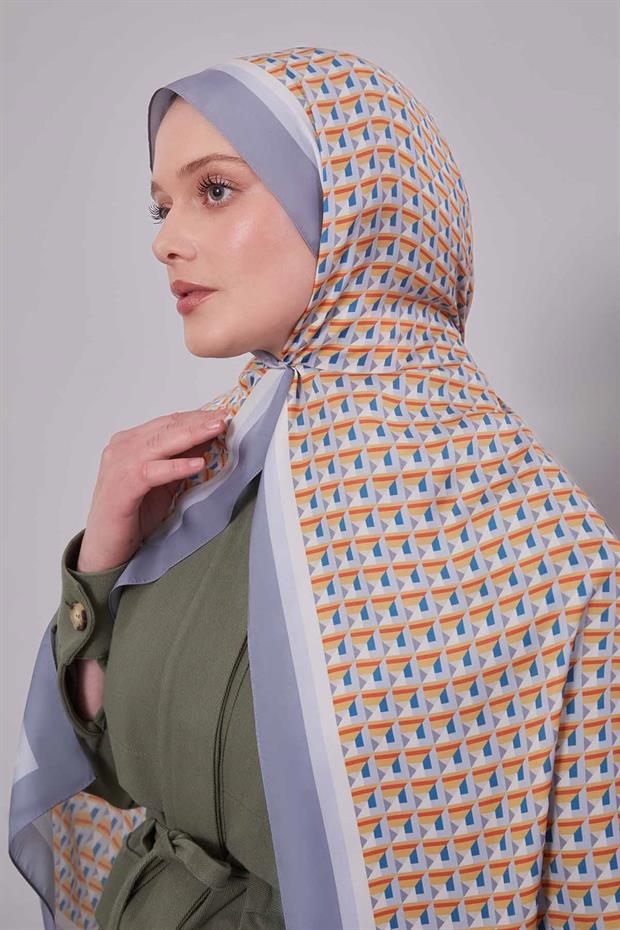 Gri Üç Boyut Desen Club Şal