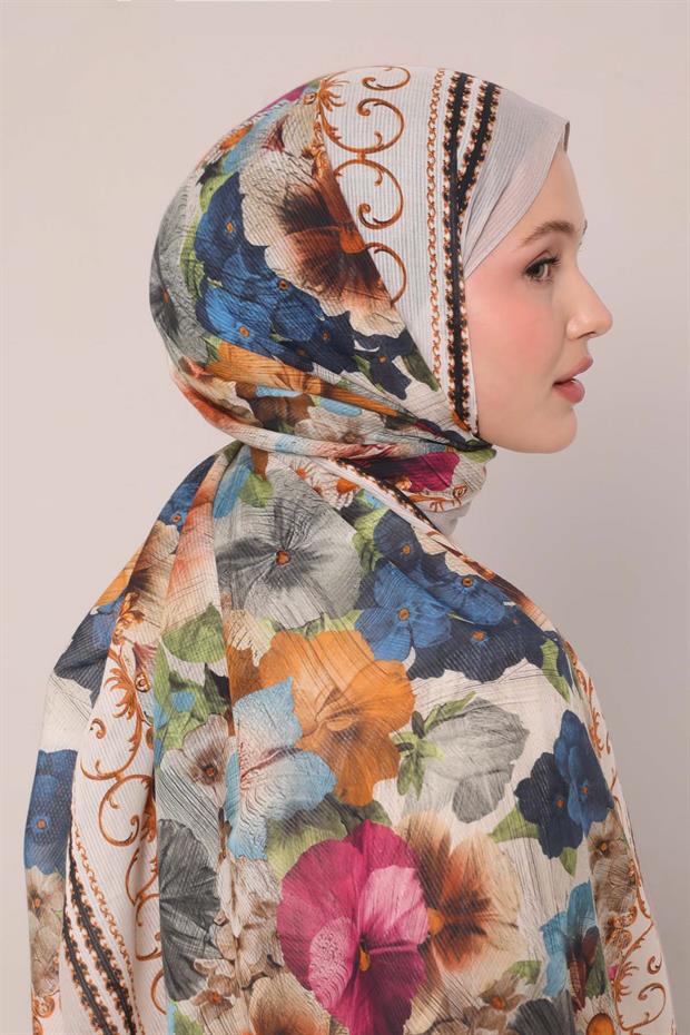 Gri Varak Desen Pamuk Şal