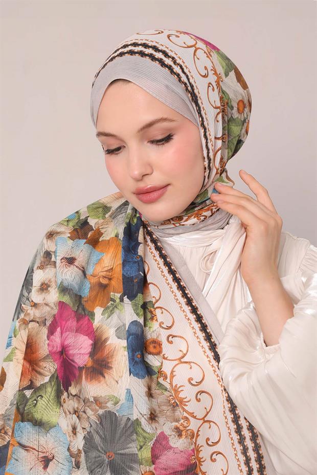 Gri Varak Desen Pamuk Şal