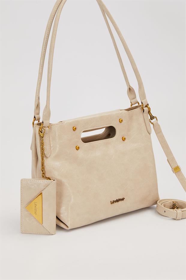 Gri Zarf Charm Detaylı Omuz Çantası