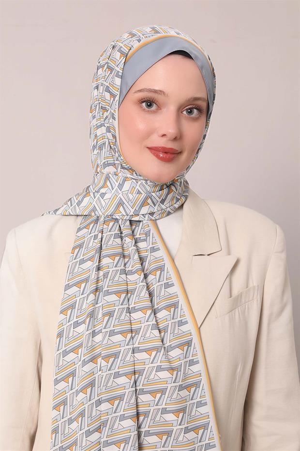 Gri Zigzag Desen Club Şal