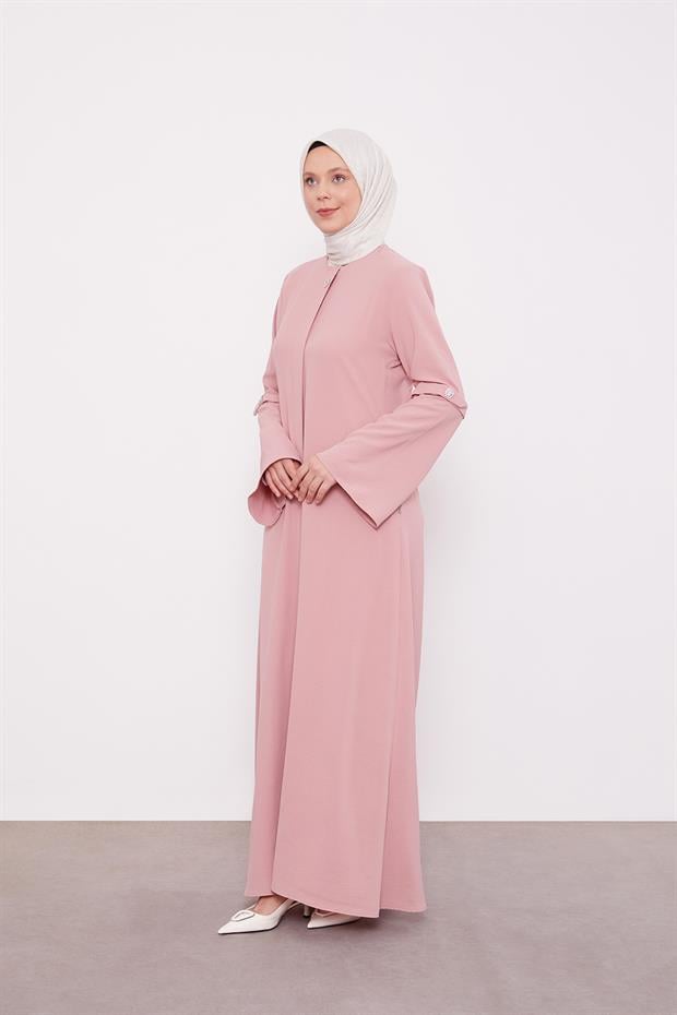 Gül Geniş Kol Detaylı Ferace