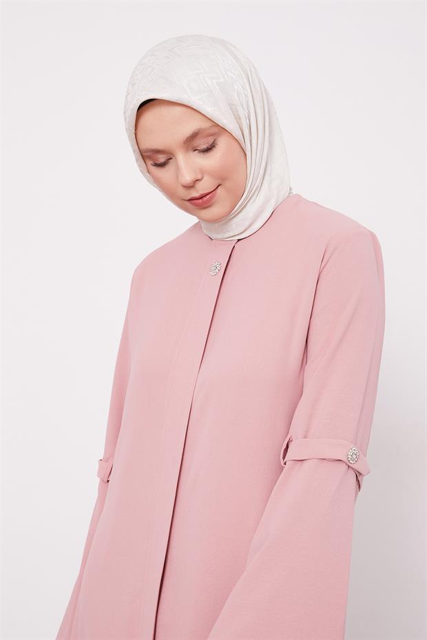 Gül Geniş Kol Detaylı Ferace