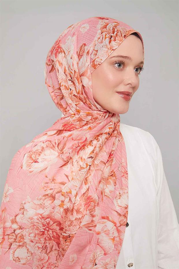 Gül Güllü Desen Pamuk Şal