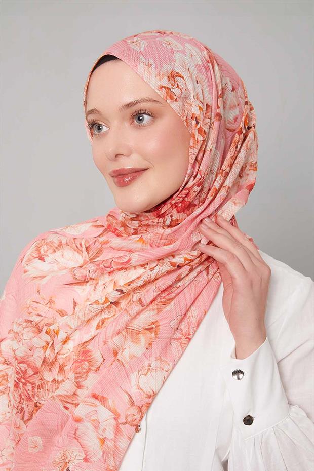 Gül Güllü Desen Pamuk Şal