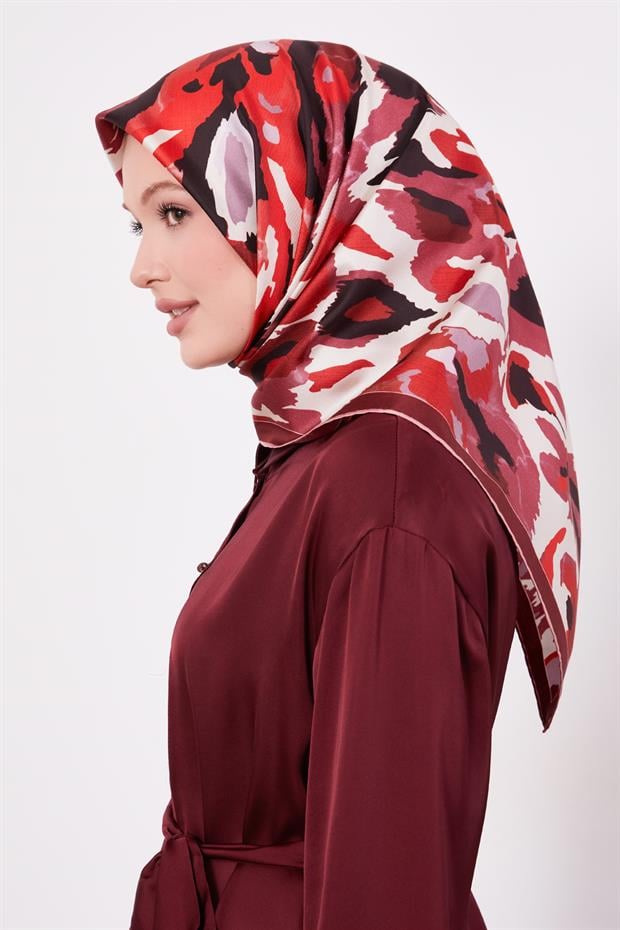 Gül Kamuflaj Desen Twill İpek Eşarp