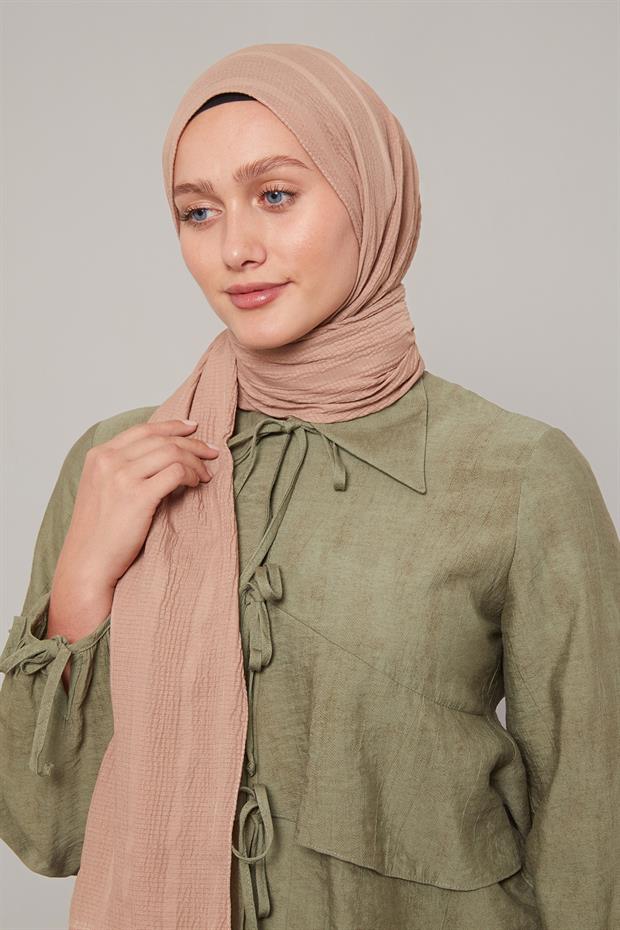 Gül Kendinden Dokulu Natural Line Şal