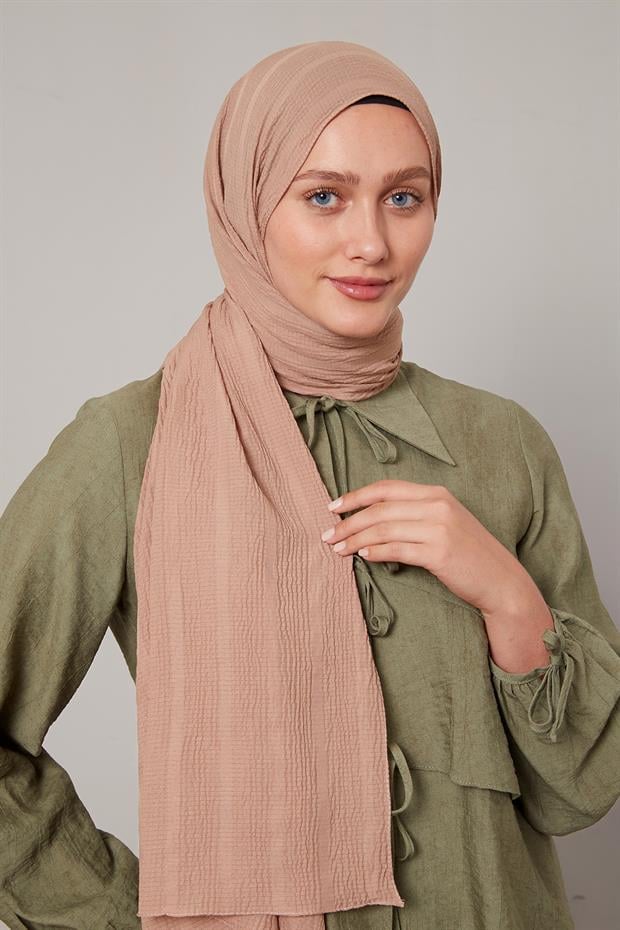 Gül Kendinden Dokulu Natural Line Şal