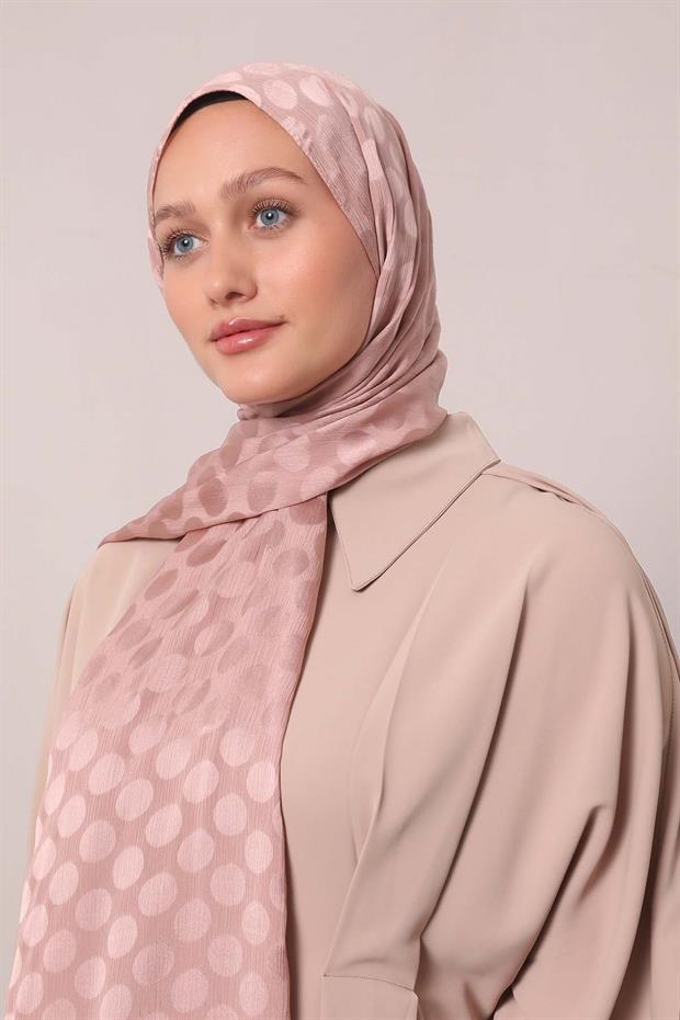 Gül Kurusu Benek Desenli Jakar Capri Şal