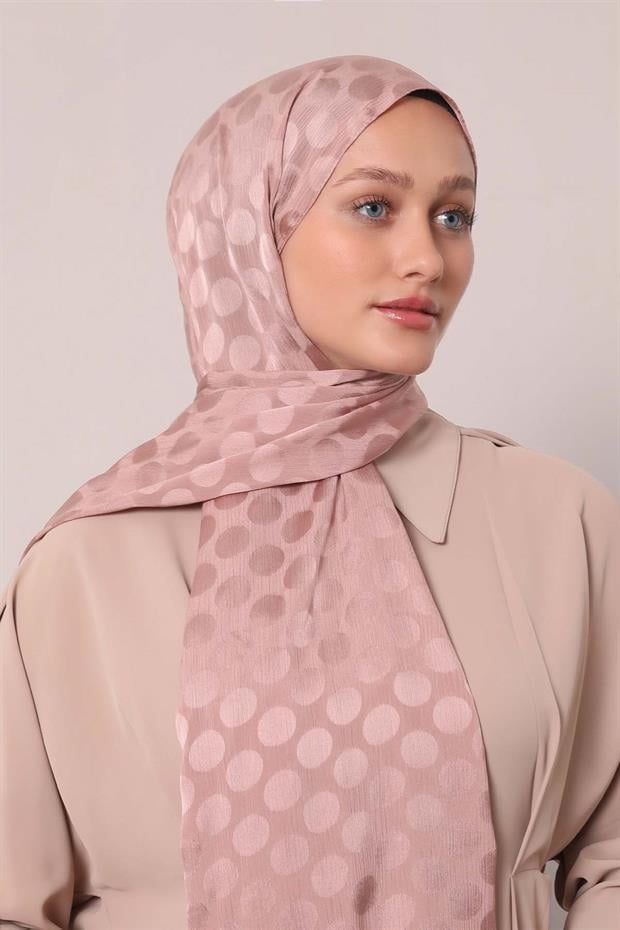 Gül Kurusu Benek Desenli Jakar Capri Şal