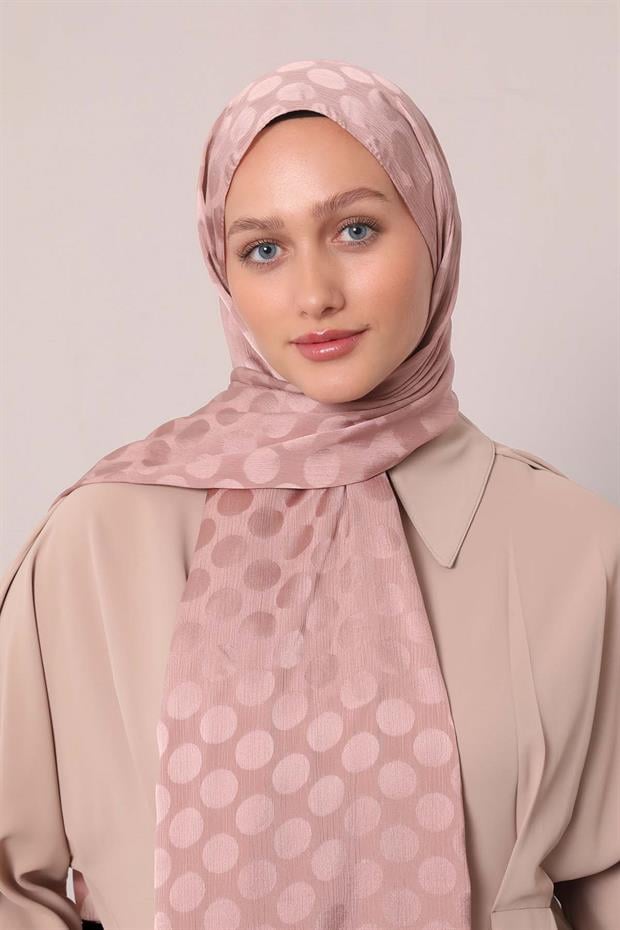 Gül Kurusu Benek Desenli Jakar Capri Şal