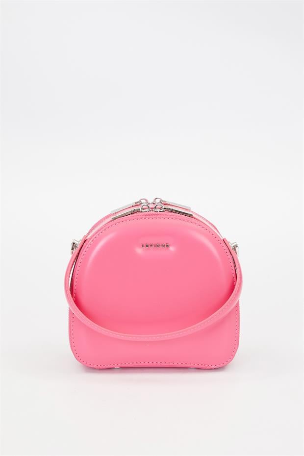 Gül Kurusu Çift Fermuarlı Omuz Çantası