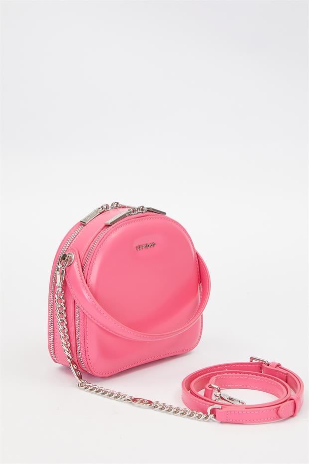 Gül Kurusu Çift Fermuarlı Omuz Çantası