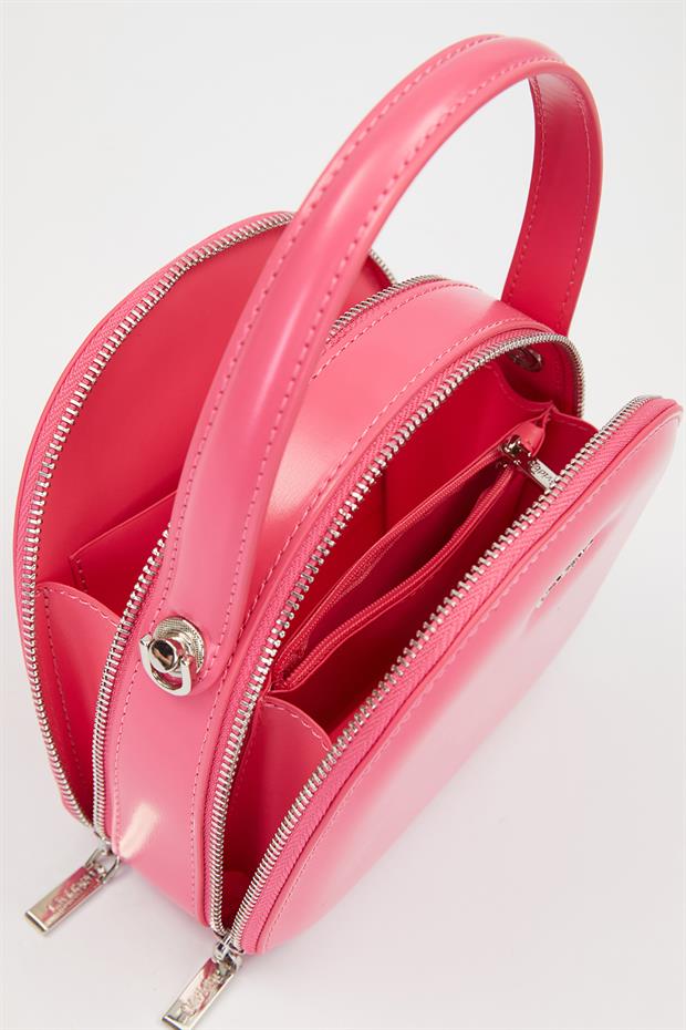 Gül Kurusu Çift Fermuarlı Omuz Çantası