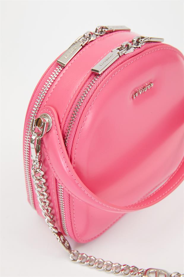 Gül Kurusu Çift Fermuarlı Omuz Çantası