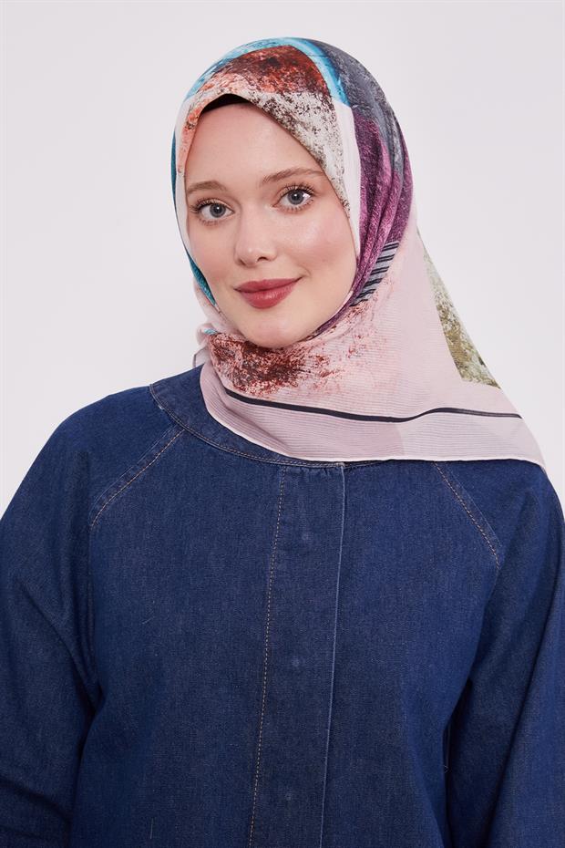 Gül Kurusu Çizgili Batik Pamuk Eşap