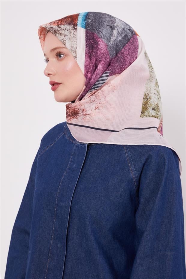 Gül Kurusu Çizgili Batik Pamuk Eşap