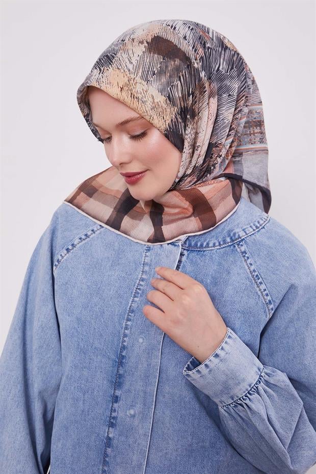 Gül Kurusu Ekose Pamuk Eşarp