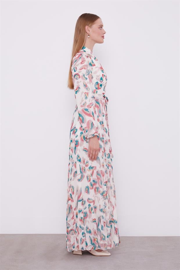 Gül Kurusu Fırfır Kol Detaylı Elbise