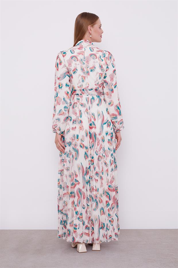 Gül Kurusu Fırfır Kol Detaylı Elbise