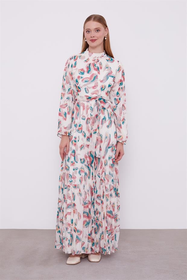 Gül Kurusu Fırfır Kol Detaylı Elbise